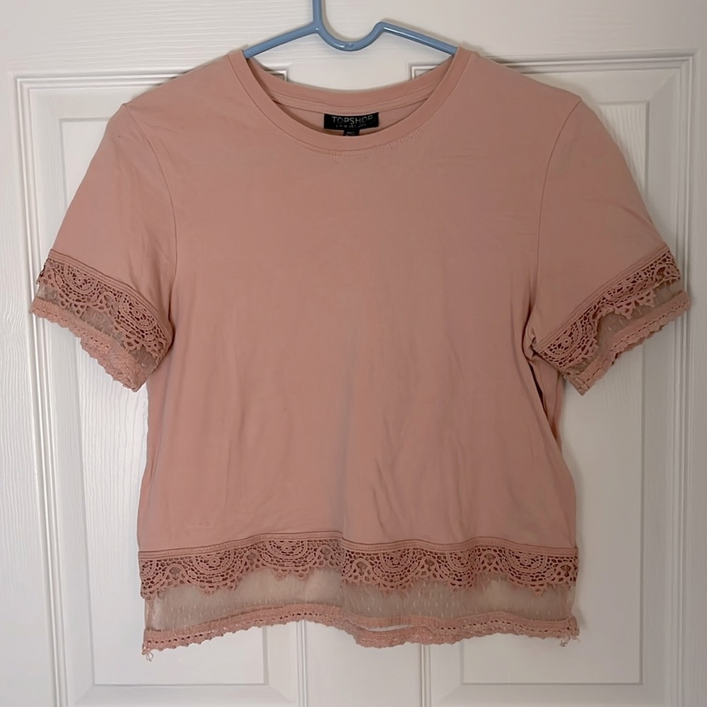 Topshop Lace Crop Tee